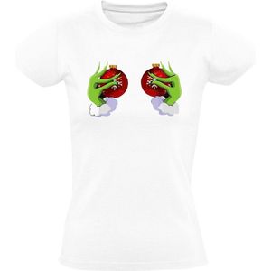 Kerstballen Met Monster Handen Dames T-shirt - fout kerstshirt - jingle balls - kerst - borsten - christmas - shirt
