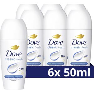 Dove Anti-Transpirant Deodorant Roller - Classic - 6 x 50 ml - Voordeelverpakking