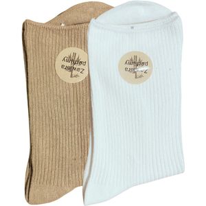green-goose® Bamboe Sokken Dames - Maat 35-38 - Wit, Beige - Luxe Zachte Sokken van duurzaam Bamboe