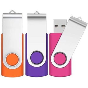 16GB USB Flash Drives 3-Pack – Swivel Thumb Drives with LED Indicator in Mixed Colors