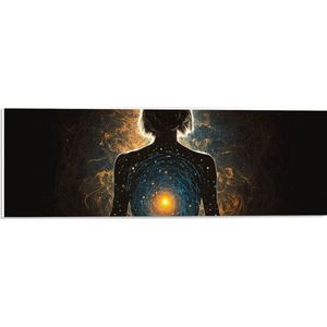 PVC Schuimplaat- Vrouw - Zitten - Mens - Lijnen - Kleuren - 60x20 cm Foto op PVC Schuimplaat