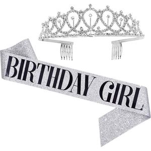 Verjaardag Sjerp en Tiara - Met text ""Birthday Girl"" - Zilver