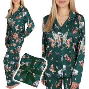 DISNEY Winnie the Pooh Dames, kerstpyjama, TWEE DELIG met shirt en lange broek, als CADEAU