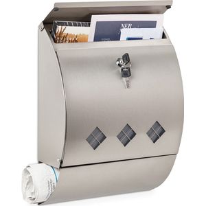 Relaxdays brievenbus hangend - wandbrievenbus rvs - designbrievenbus - afsluitbaar