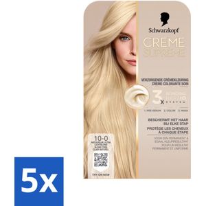 5 x Schwarzkopf - Haarkleuring - Creme Supreme 10-0 - Natuurlijk Ultra Lichtblond - 245g - Haarkleuring - Haarverf - Permanent Haarkleuring - Ultra Lichtblond - Grijsdekking