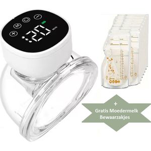 Draagbare borstkolf - Handsfree borstkolf - 1 Stuk - Electrische Borstkolf - Breast Pump - 3 Modes - Massagemodus - Zuigmodus - Pompmodus - 9 Niveau's - Elektrische Draadloze Borstkolf - Gratis Bewaarzakjes - Moedermelk - Cadeau