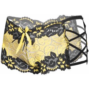 Sexy ondergoed - Sexy Lingerie - Kanten Ondergoed - Small - Small - Ondergoed met bandjes - Geelgoud met zwart - Polyester - CHPN
