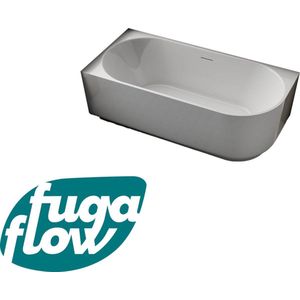 FugaFlow Eccelente Anta half vrijstaand hoekbad - links - 150x75x58cm - met afvoer - acryl - glans wit - Black Friday -