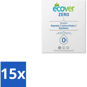 15 x Ecover - Waspoeder Universal Zero - Zonder geurstoffen - 1,2 kg - Hypoallergenisch Waspoeder - Geurloos Waspoeder - Waspoeder Zonder Kleurstoffen - Milieuvriendelijk Waspoeder - Vegan Waspoeder