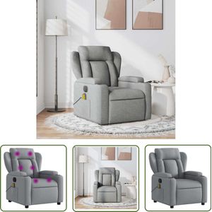 vidaXL Lounge Stoel - Massagestoel - Massagestoel verstelbaar stof lichtgrijs - Elektrische Massage - Wellnessstoel - Zitzak