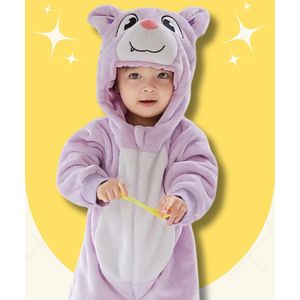 BoefieBoef Vleermuis Paars Dieren Onesie & Pyjama voor Baby en Dreumes - Kinder Verkleedkleding - Dieren Kostuum Pak - Roze