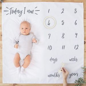 Witte stof Baby Milestone dekbedovertrek Keepsake voor Babyfotografie