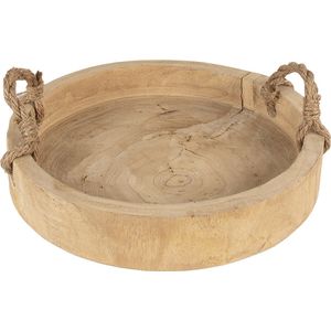 Clayre & Eef Decoratie Dienblad Ø 35 cm Bruin Hout Rond Serveerschaal