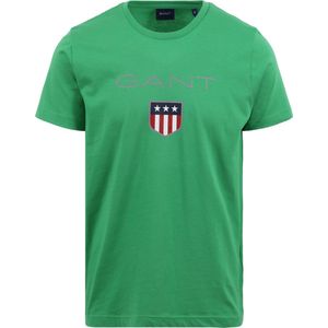 Gant - T-shirt Shield Logo Groen - Heren - Maat L - Regular-fit