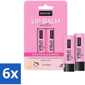 Sence - Moisturise & Nourish - Lippenbalsem Duo - Voedend - 2 x 4,3 g - Voordeelverpakking - 6 stuks