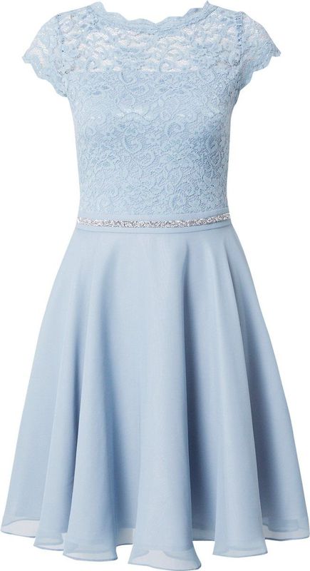 SWING - Cocktailjurk - Lichtblauw - Korte Lengte - Effen Motief