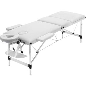 Happyment® Massagetafel - Aluminium massage bed - Verstelbaar & Inklapbaar - Behandeltafel - 250KG - Wit