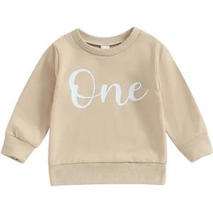 Eerste verjaardag sweater beige maat 12 maanden - cakesmash - 1 - eerste verjaardag - sweater