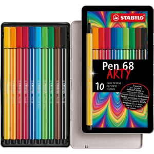 STABILO Pen 68 - Premium Viltstift - Metalen Etui - 10 Verschillende Kleuren