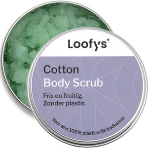 Loofys Body Scrub Cotton - Natuurlijke & Exfoliërende Lichaamsscrub - Plasticvrij, Vegan & Duurzaam - Herbruikbaar Blikje - 150g
