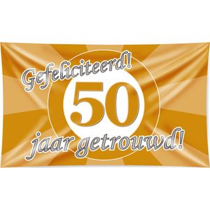 XXL 50 Jaar Getrouwd Gevelvlag - Decoratie Versiering - Feestversiering - Goud