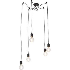 QAZQA cavalux - Moderne Hanglamp - 5 lichts - Ø 52 cm - Zwart - Woonkamer | Slaapkamer | Keuken