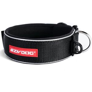 EzyDog Neo Wide Brede Hondenhalsband - Halsband voor Honden - 53-61cm - Zwart