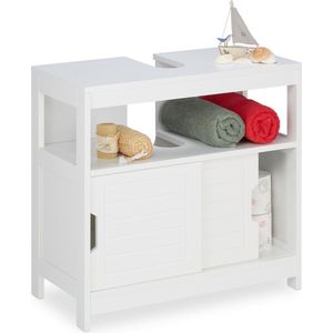 Relaxdays wastafelonderkast wit - wastafelmeubel 60 cm - badkamerkast hout - wastafelkast