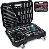 CCLIFE 218 stuks dopsleutelset Cr-V ratel koffer gereedschap koffer 72 tanden 1/2“ 1/4” 3/8” zeskant dopsleutel inzet Torx, sleuf, Phillips, Pozidrive bit set dopsleutel inzetstukken