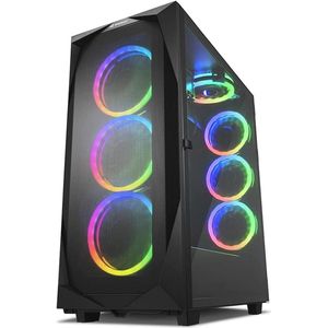 RGB ATX Gaming PC-behuizing met Mesh Panel en Vooraf Geïnstalleerde Ventilatoren