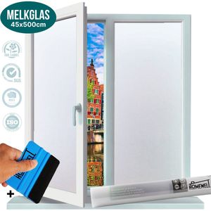 Homewell Raamfolie HR++ 45x500cm - Zonwerend & Isolerend - Anti inkijk - Statisch - Melkglas - Inclusief Rakel