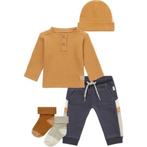 Noppies - Kledingset - 5delig - Broek Maury India Ink - Shirt Manila Apple Cinnamon - Muts Mebane - Sokken Maxton - Maat 68