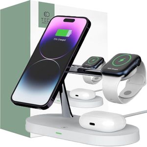Tech-Protect - A12 - Draadloze Oplader - Wit - 3-in-1 Magnetisch