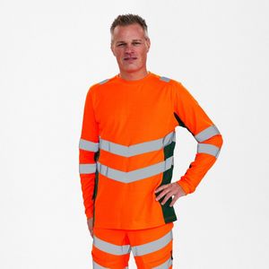 Engel - Safety T-shirt - Hi-vis Orange / Green - Lange Mouwen - EN ISO 20471 Klasse 2