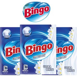 Bingo Automat Ultra White 1,35KG - (3 x 450G) - Waspoeder - Voordeelverpakking - Ultra White - Wasmiddel