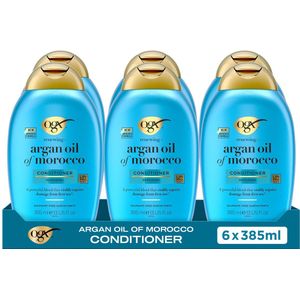 OGX Argan Oil of Morocco Conditioner, Arganolie, Sulfaatvrij, Herstelt Glans & Sterkte, Voor Droog & Futloos Haar, Lichtgewicht Formule, 6x385 ml
