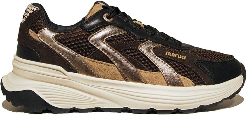 Maruti - DORA - Sneakers - Bruin en Zwart - Leer en Textiel