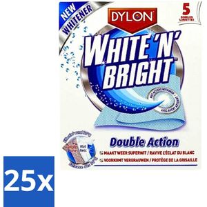 25 x Dylon - Vlekverwijderaar - White & Bright - Superwit & Vlekkeloos - 5 Doekjes - Wit Wasmiddel - Vlekverwijderaar - Wittextiel - Koffievlek - Theevlek