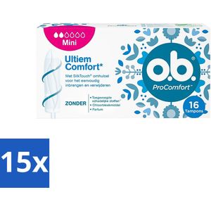 o.b. Tampons - ProComfort Mini - Voor Comfort en Makkelijke Bescherming - 16 Tampons - Bulkverpakking - 15 stuks