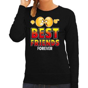 Funny emoticon sweater Best friends forever zwart voor dames - Fun / cadeau trui L