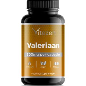 Vitezen Valeriaan Extract - 500mg - 120 Capsules - Tot 4 Maanden Voorraad - Rustgevend - Kalmerend - Nachtrust