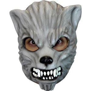 Partychimp Grijze Wolf Gezichts Masker Halloween Masker voor bij Halloween Kostuum Volwassenen - Latex - One-size