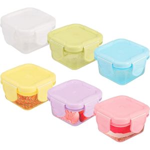 6 kleine vriesdozen met deksel - 60 ml - magnetronbestendig - herbruikbare voedselcontainers - saladedressing container - bewaren van levensmiddelen .