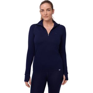DANISH ENDURANCE Thermoshirt met Rits voor Vrouwen - van Merinowol - Donker Marineblauw - Maat S