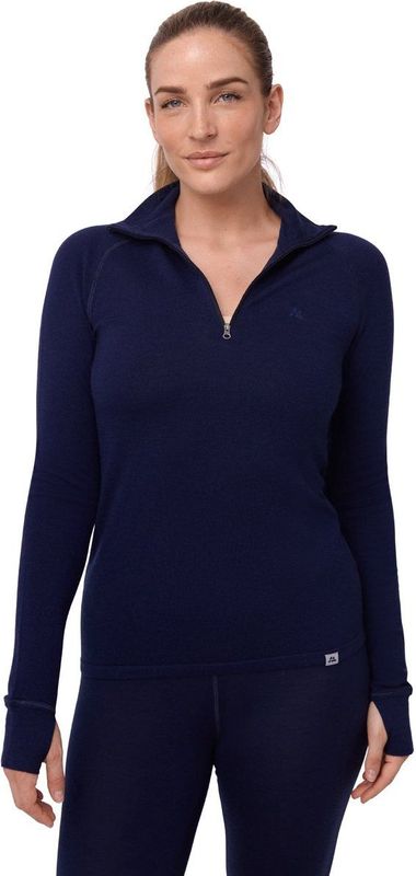 DANISH ENDURANCE Thermoshirt met Rits voor Vrouwen - van Merinowol - Donker Marineblauw - Maat S