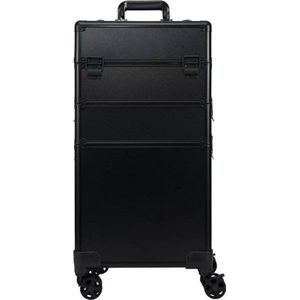 3in1 Beautykoffer / Trolley | voor opbergen van uw persoonlijke verzorgingsproducten | gemaakt van aluminium - van binnen Bekleed zwart fluweel - 8 wielen - Kapper - Tattoo - Nagel - Visagie - Make-up - Cosmetica - Schmink|