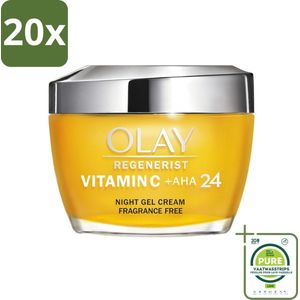 20 x Olay - Vitamine C + AHA24 - Nachtcrème - Vernieuwend & Verhelderend - 50 ml - Grootverpakking - Olay Vitamine C - Nachtcrème - Verhelderen - Stralende Huid - Anti-aging
