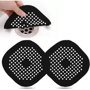 SNQ Afvoerzeef- 2 Stuks Afvoerbescherming- Afvoer Protector Filter- Afvoerzeef Siliconen- voor Badkamer- Keuken- Gootsteen（2 Zwart)
