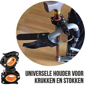 Allernieuwste - Stokhouder Krukhouder - Zwart-Oranje - Universele Wandelstok Krukkenhouder