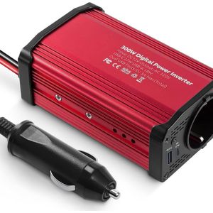 MKSS® Omvormer 12v 230v Zuivere Sinus - Spanningsomvormer - 300W - Rood